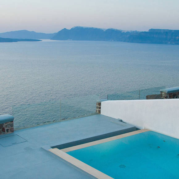 Grand Ambassador Santorini Infinity Honeymoon Cave Suite private infinity pool with caldera view