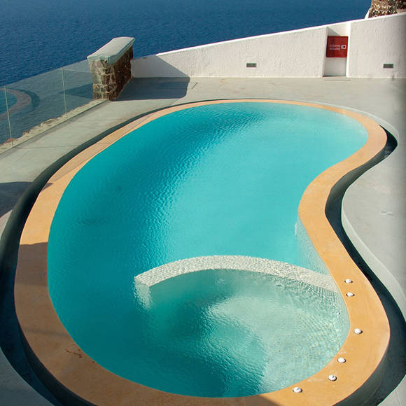 Grand Ambassador Santorini Serenity Two Bedroom Suite private outdoor pool with caldera and sea view